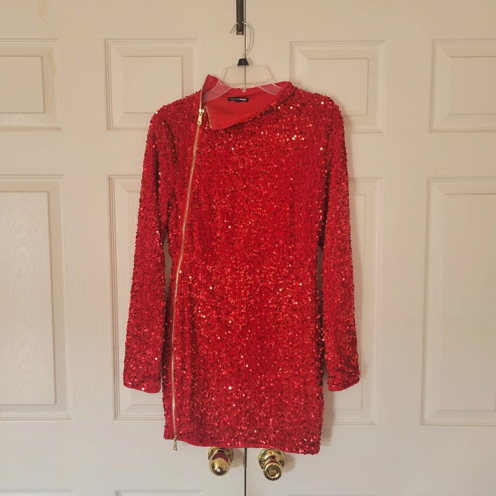 Fashion Nova Sequin Dream Mini Dress Red - Picture 4 of 10
